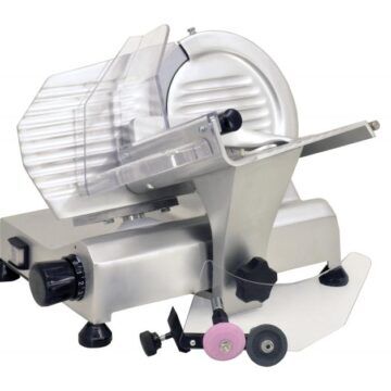 Omcan 13606 8 inch Meat Slicer Front with adjustable sharpener