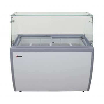 nine pan gelato dipping cabinet with flat sneeze guard