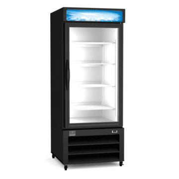 black single glass door reach in cooler