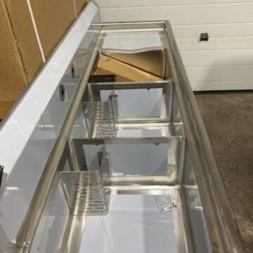 stainless steel sink top view 3 compartments