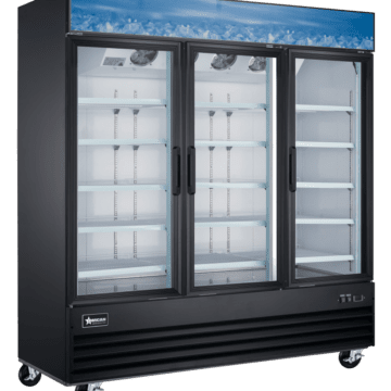 black 3 glass door cooler
