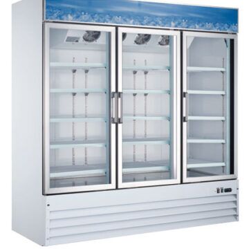 white 3 glass door cooler