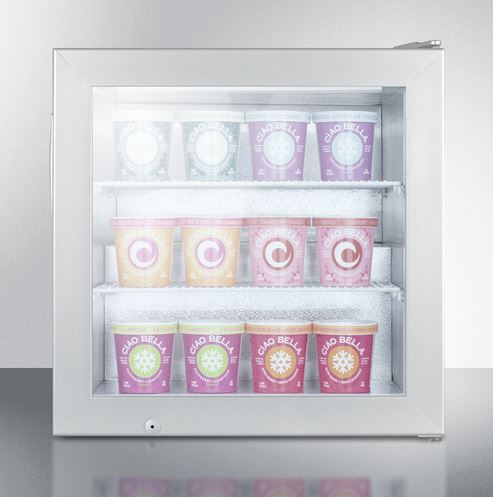 summit scfu386 countertop upright commercial display freezer 20 cuft front product inside