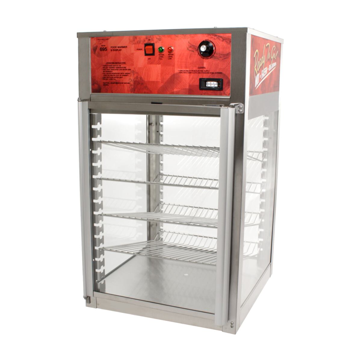 wisco 695d merchandiser warmer display cabinet for food products back side