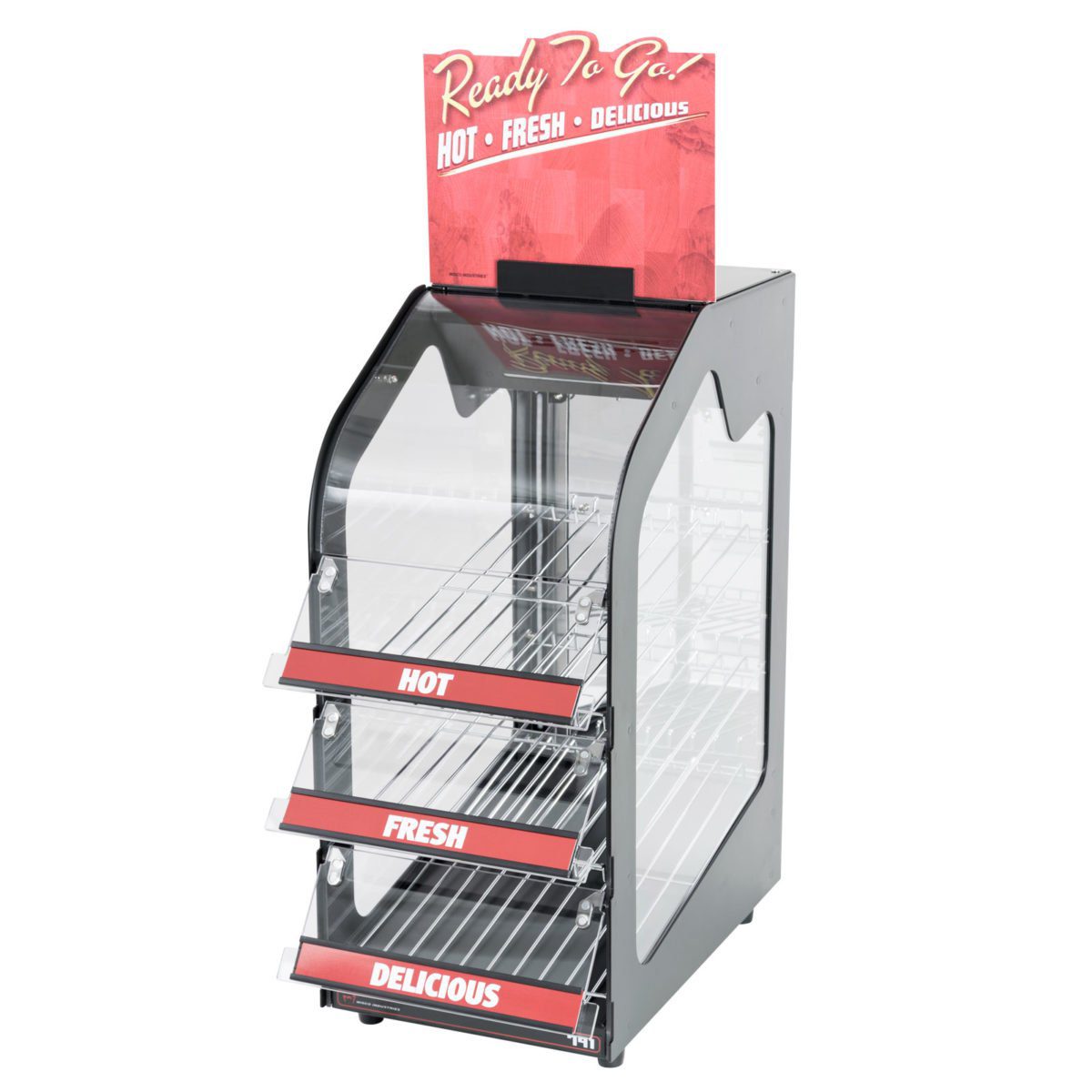 wisco 791 merchandiser warmer display cabinet for food products front right side