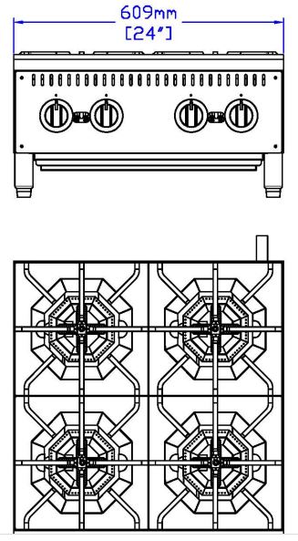 47380 Omcan 24 inch Hot Plate Drawings