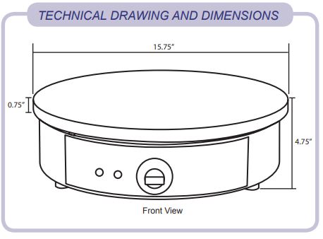 Omcan 27618 16 inch Crepe Griddle Drawing