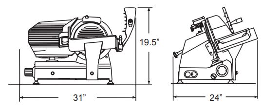 Omcan 23544 Meat Slicer 14 inch Drawings