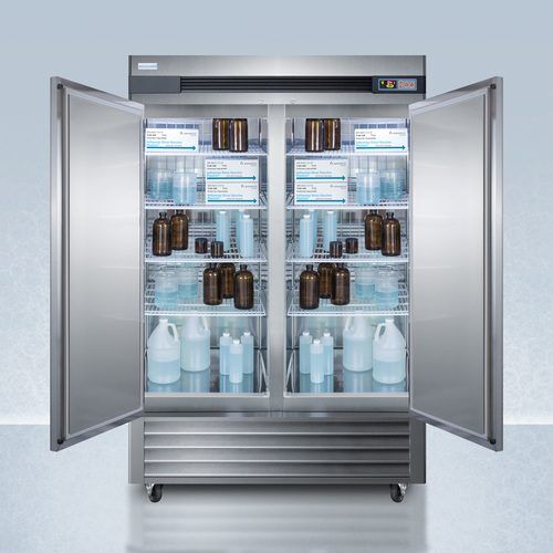 Summit Accucold ARS49ML 2 Door Upright Cooler Front Open Doors Bottles