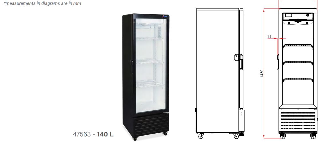 Omcan single door display cooler drawings