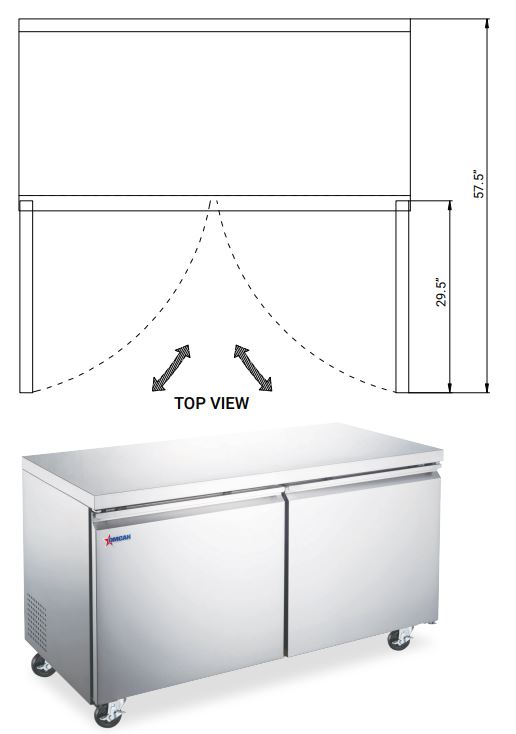 SS undercounter 2 door cooler drawing 2