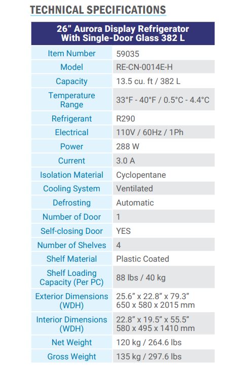 display cooler 382L specs