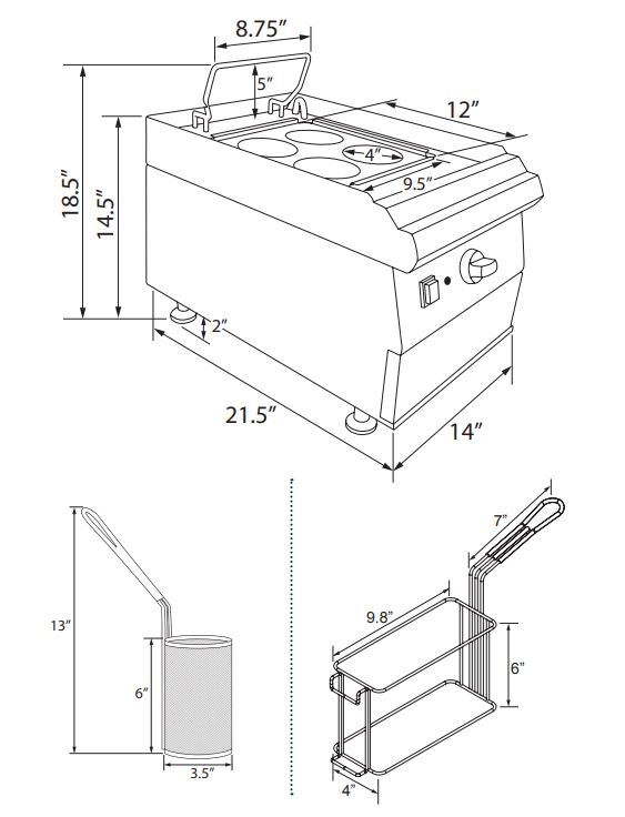 single pasta cooker drawings