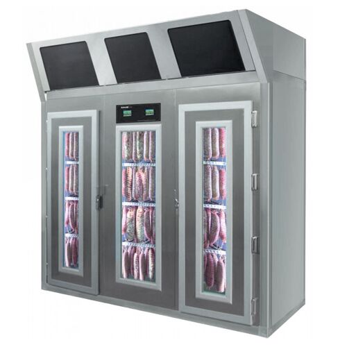 curing cabinet with meat inside