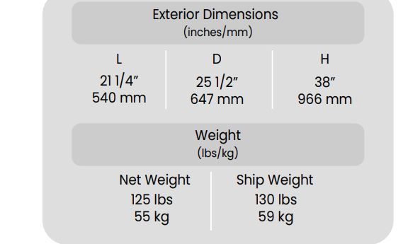 exterior dimensions