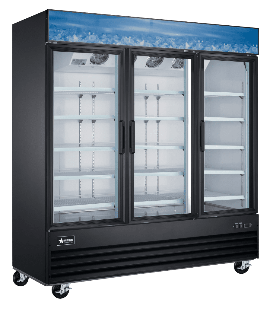 black 3 glass door cooler