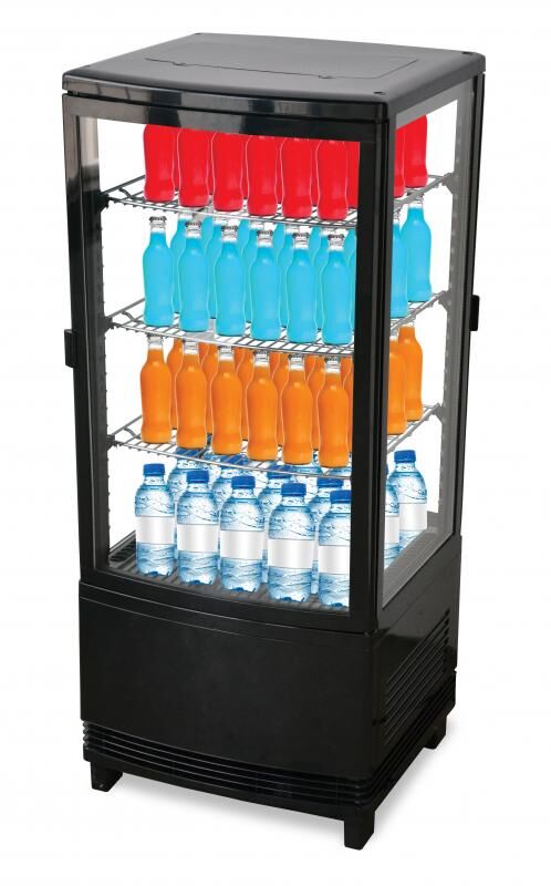 counter display cooler with drinks inside