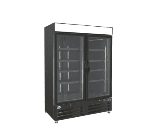 49 Upright Glass 2 Door Black Merchandiser Refrigerator Cold Zone CZ R49 G2S B