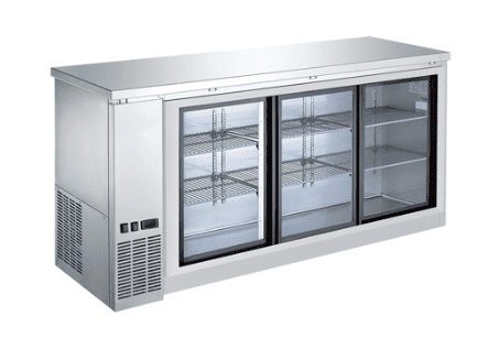 73 3 Sliding Glass Door Stainless Steel Back Bar Cooler CBBSGDS3 72CC