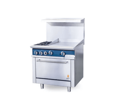 36 Wide Gas Range With 24 Griddle Thermostat, 2 Hot Plates & Built in Convection Oven, LP or NG, Hot Zone HZ CR36 24TG