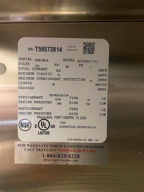 Traulsen RHT232WUT FHG Top Mount Glass 2 Door Cooler Used for sale at FED Clearance Restaurant Equipment