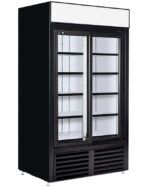 Double Sliding Door Upright Pop Juice Fridge Cooler 34 CuFt