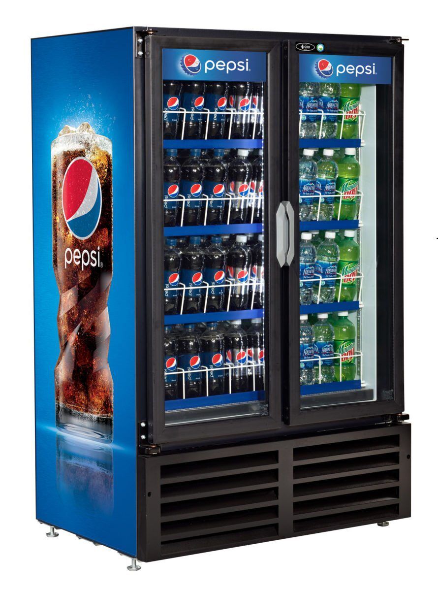 QBD CD14 Double Door Upright Pop Juice Fridge Cooler 14 CuFt - FED